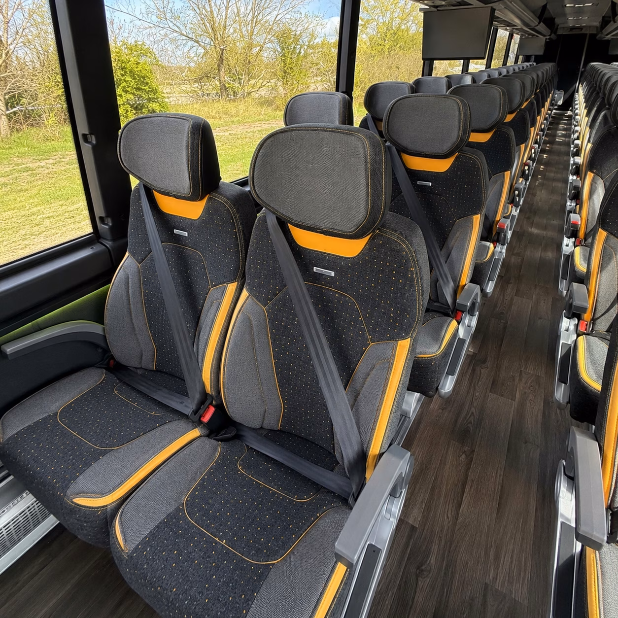 56 passenger charter bus inside